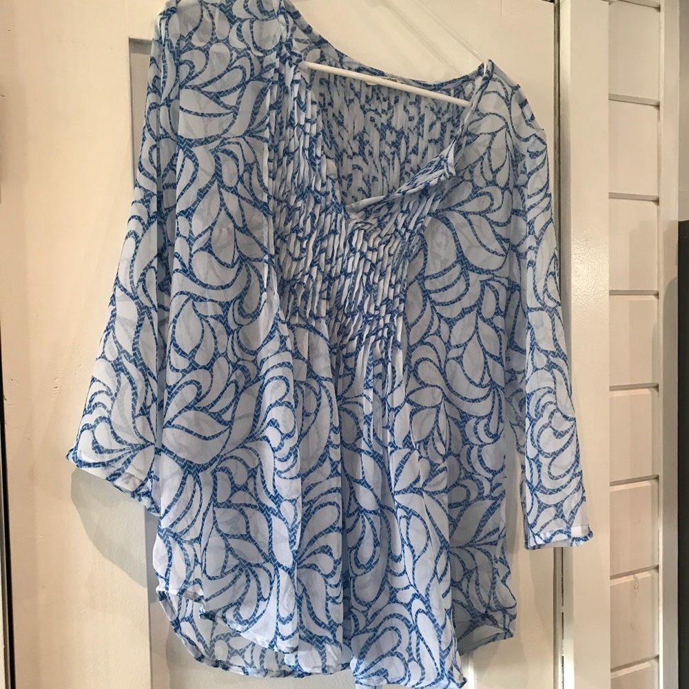 Olympia Pleated V-Neck Blouse Sheer